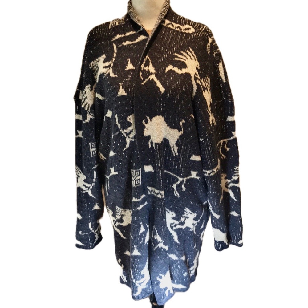 “LINDA LUNDSTROM” Tribal Print Waterfall Sweater.